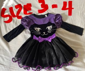Girls Halloween Cat Costume Dress Size 3-4