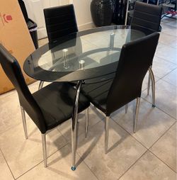 ROUND BLACK 5 piece DINING SET 🍽️🍴🍽️