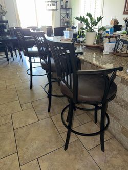 Set of 3 Swivel Bar Stools with Arms