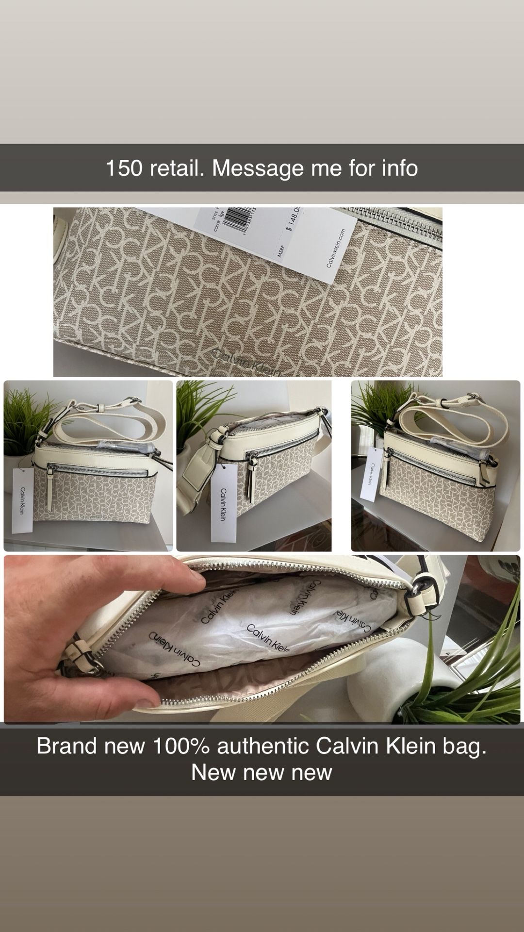 Calvin Knein Beautiful White /cream Bag