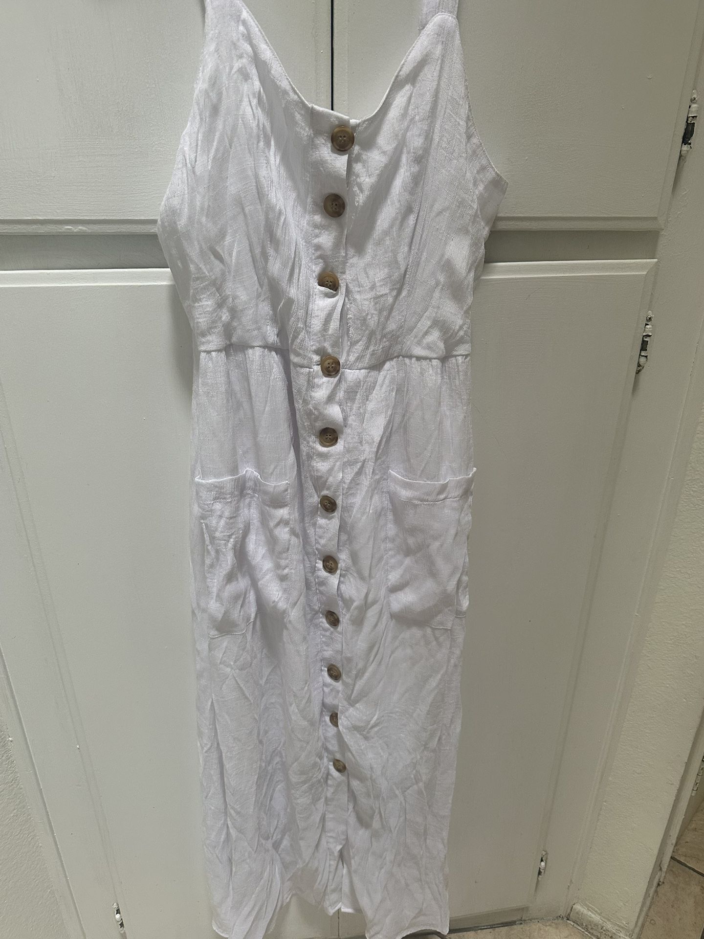 White Long Button Down Dress 