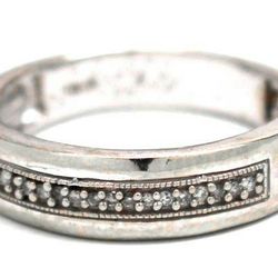 Mens Diamond/10K White Gold Band