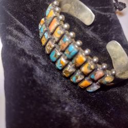 Santa Fe Style 925 Turquoise Cuff Bracelet 