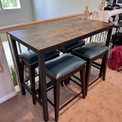 Walter E Smithe - Owan Leather Counter Stools (with Breakfast Table)