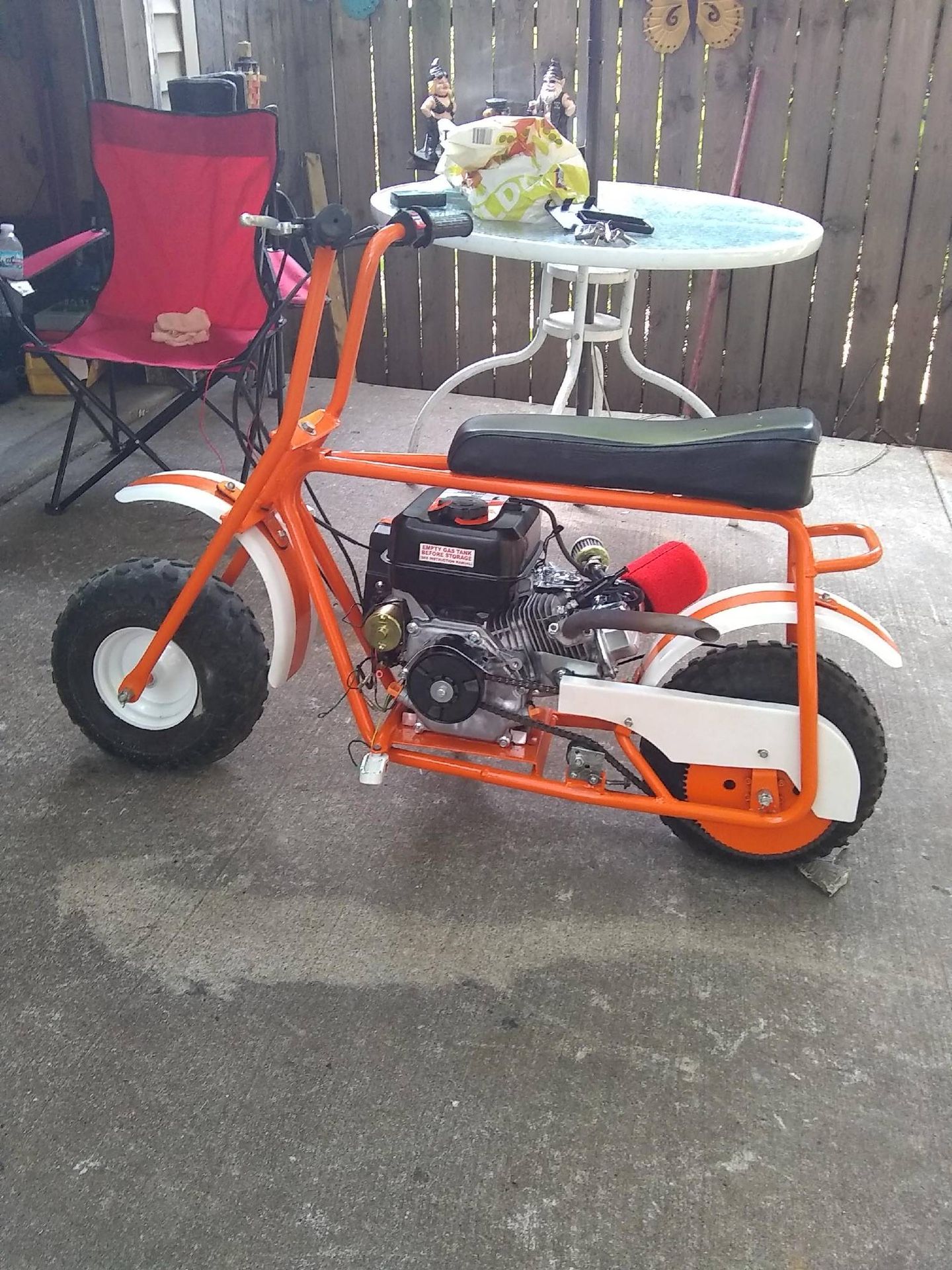 Mini bike 212 Predator engine with electric start.