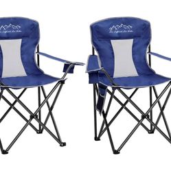 2PCS Mesh Folding Camping Chairs, Oversized Portable Outdoor Chairs, Weight Capacity 325 Ibs 