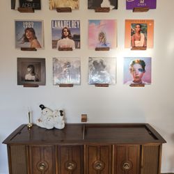 Oak Vinyl Record Wall Display Shelf