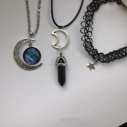 The double moon choker and necklace bundle