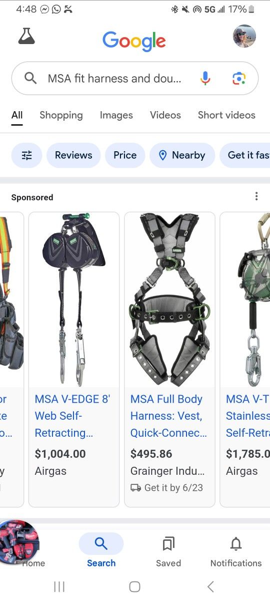 Msa Full-body/ 8" Double Retractable Lifeline