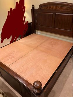King Dark Wood Bed Frame with Tall Headboard