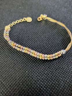 Tri-Color Gold Bracelet with Adjustable Chain
