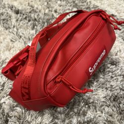 Supreme FW23 Red Leather Waist Bag 