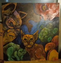 Hand painted by Jack Riedel, inspired by Bob Ross-Animals