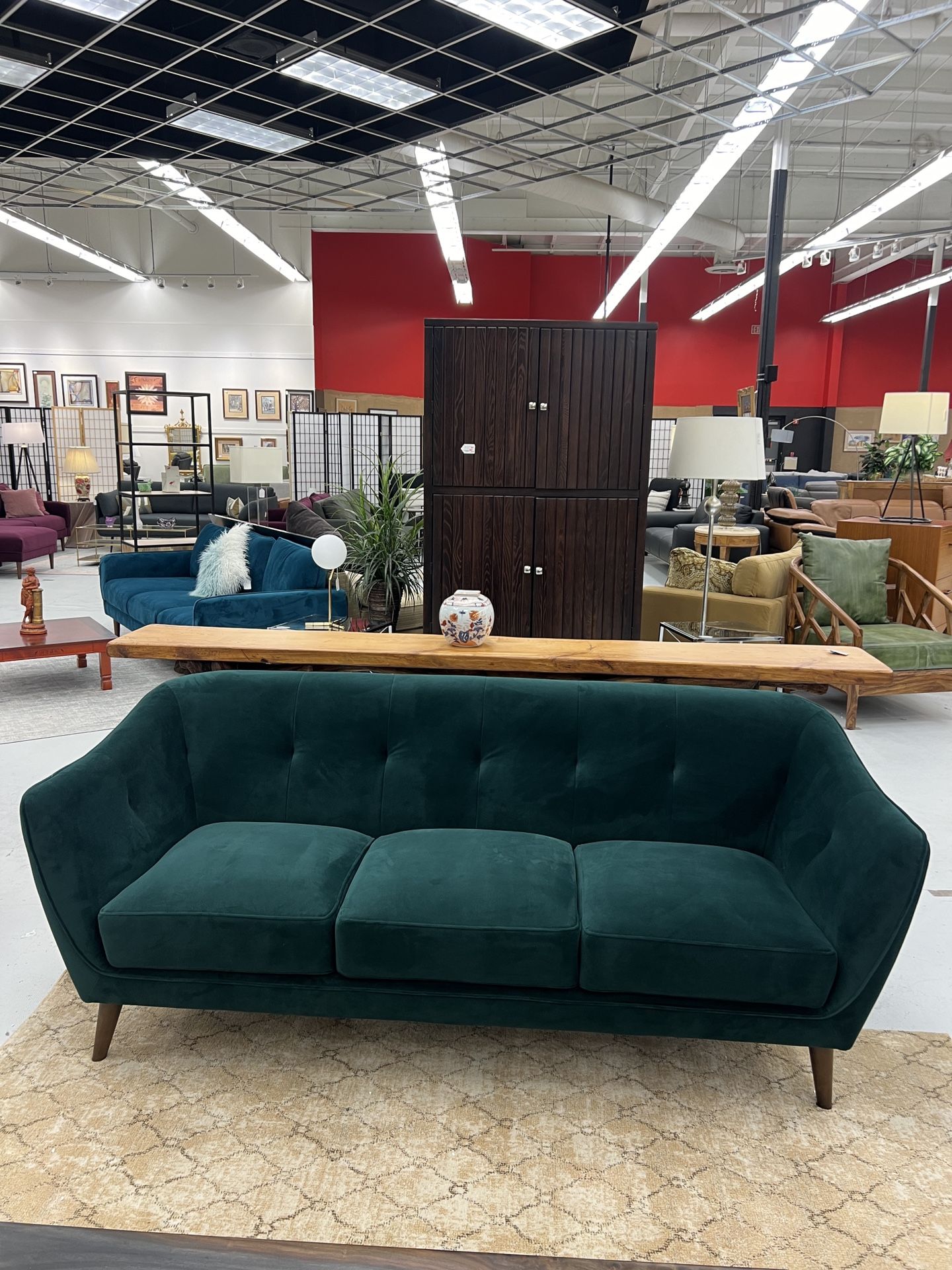 Forest Green Velvet Bucket Sofa