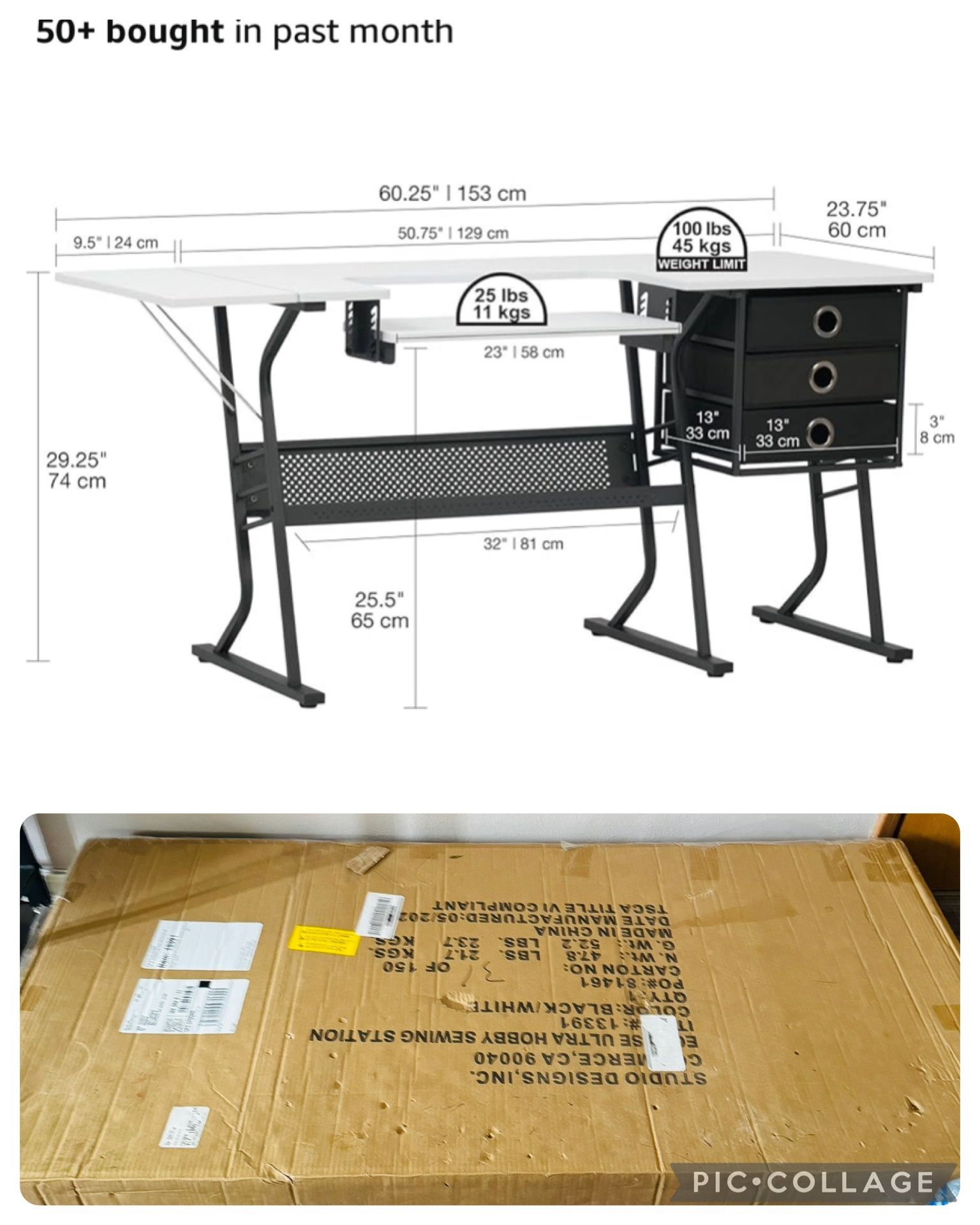 New Sewing Table With Storage Drawers.