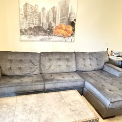 Charcoal Sectional w/ Chaise – Excellent Condition – $550