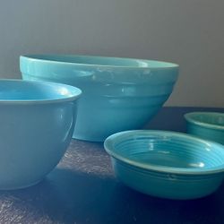 Vintage Turquoise Bowls - Includes Bauer & Fiestaware 