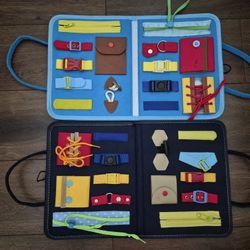 (2) Baby Busy Activity Boards Montessori Educational Travel Activity Sensory 