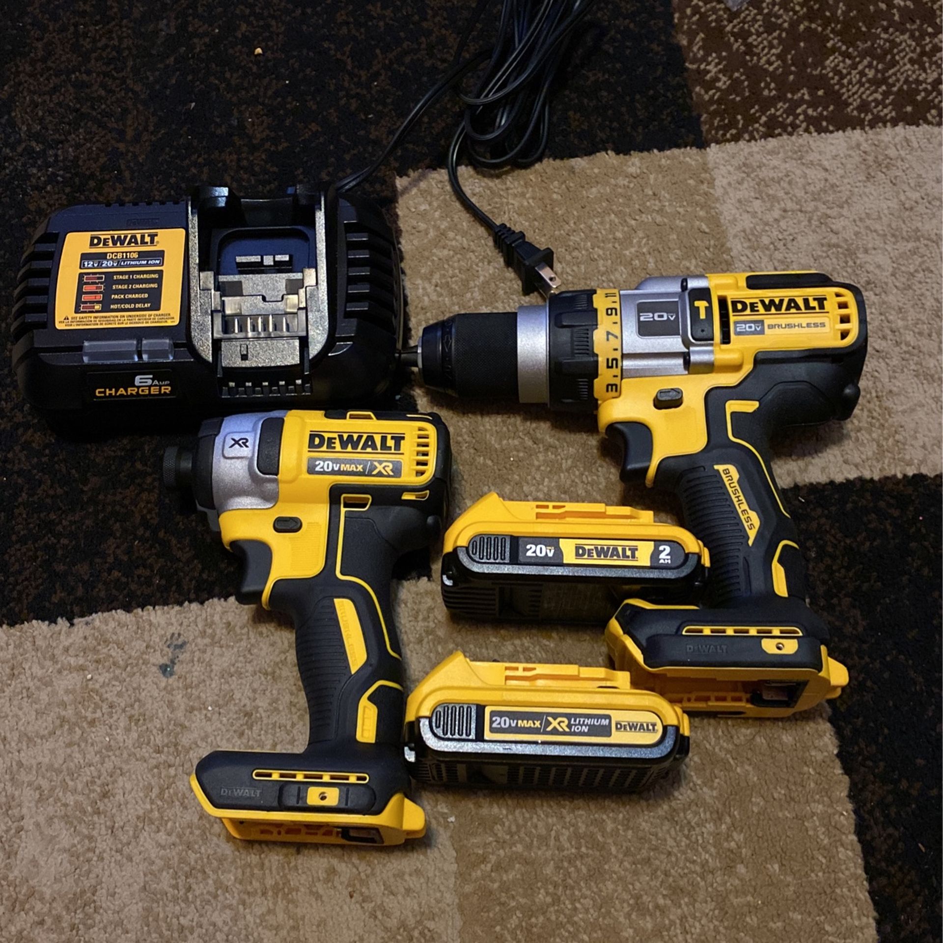 Dewalt Xr Frevolt Two Drill  Two Battery One  Charger 