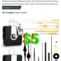 2Pcs Quartz Clock Mechanism Kit, Wall Clock Mechanisms Mattery Powered Replacement