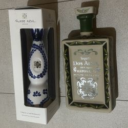Empty Tequila Vase Dos Artes Size 1 Liter, Clase Azul  Vace Size 375 ML 