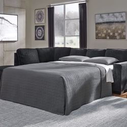 Sectional With Sleeper dark gray mattress included