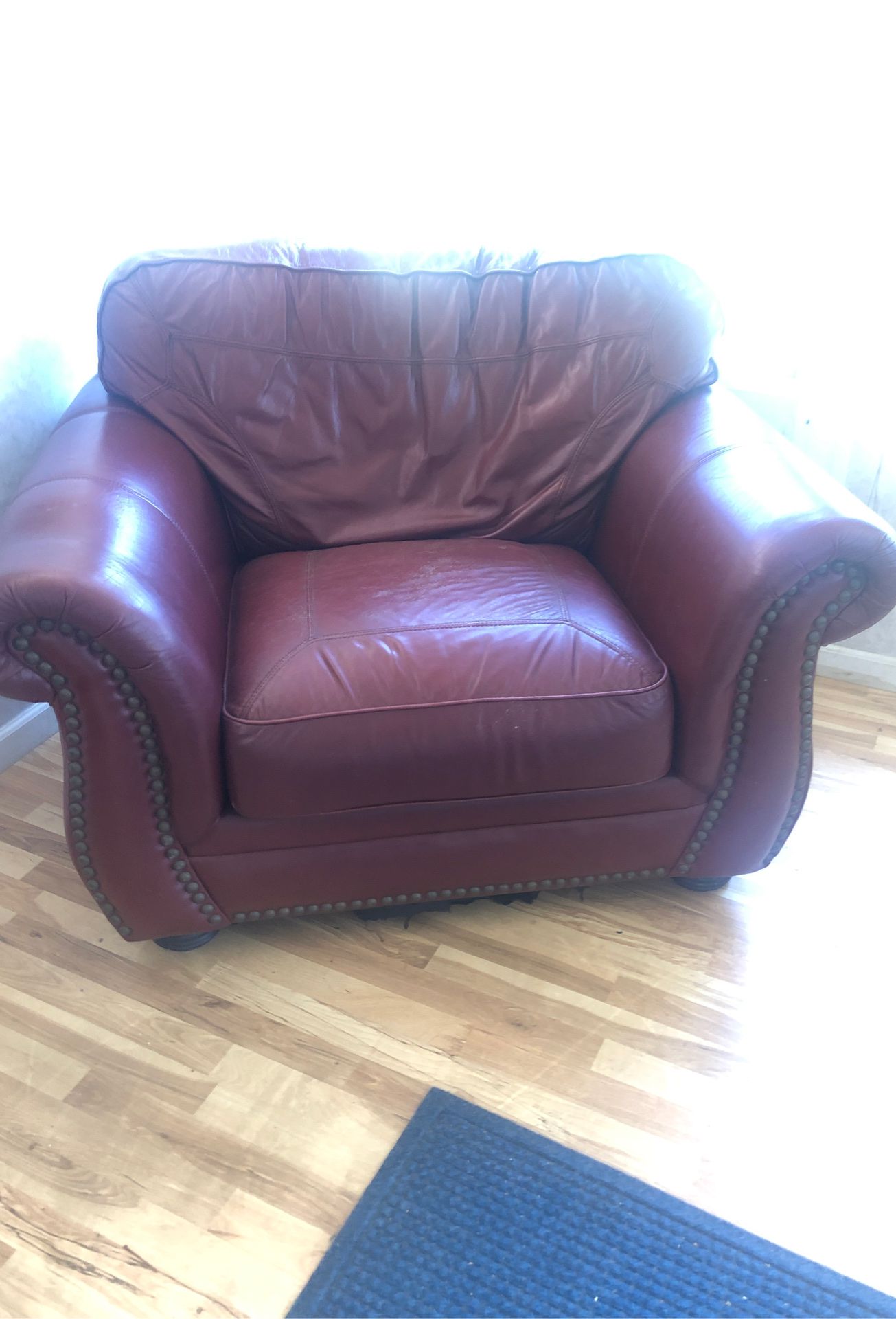 Real leather wide chair