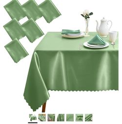 Satin Table cover sage green 👀READ BELOW FOR LOCATION ⤵️