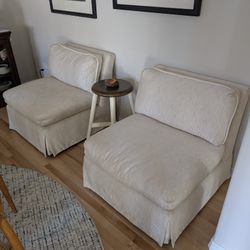 Pair Of Silk Slipper Chairs