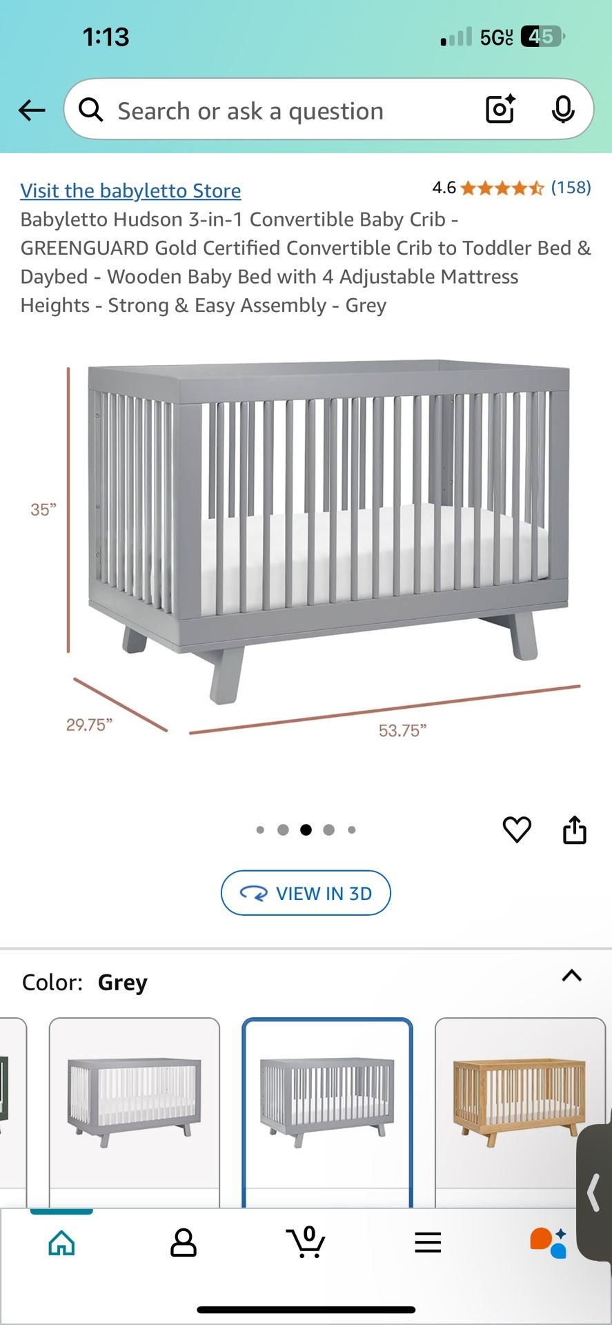 Babyletto Hudson 3-in-1 Convertible Baby Crib