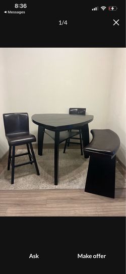 Dining set table, chairs & bench