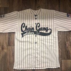 WWE Vintage John Cena Chaingang Soldier Baseball Jersey White Pinstripes Adult Size M