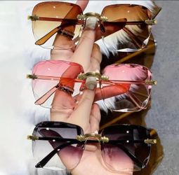 3PCS Square Rimless Sunglasses Women's