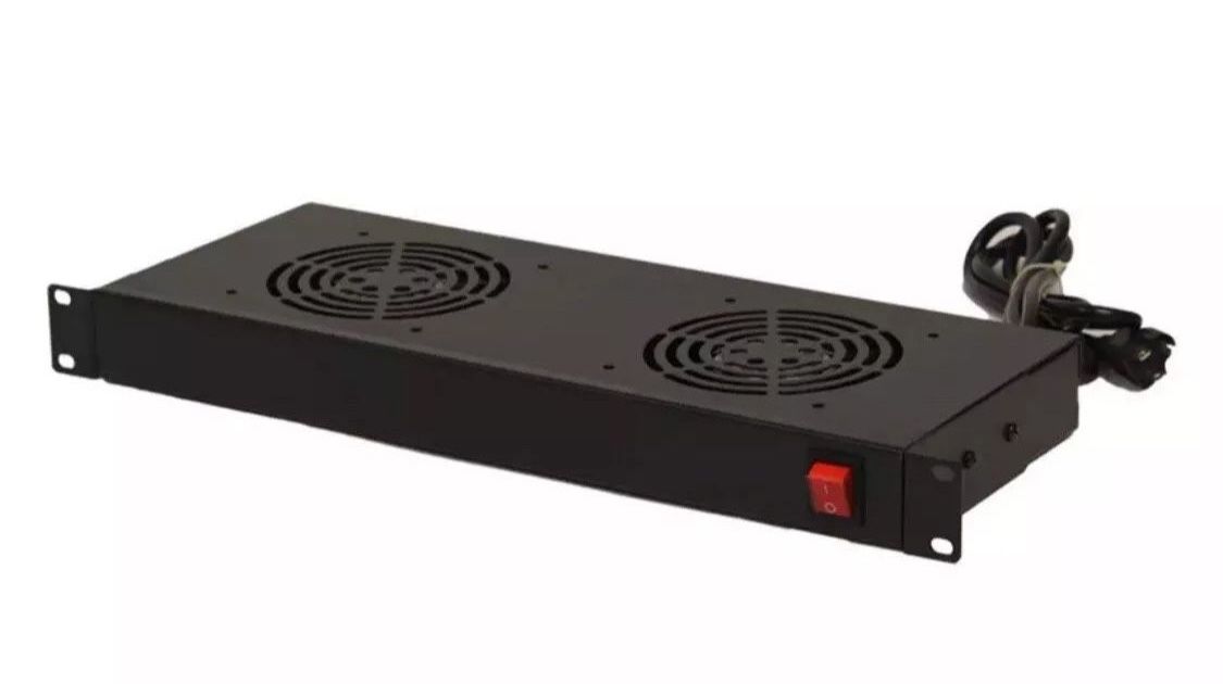 NOB Rack Cabinet Mounted Server Two Fan Unit Cooling System w/2 Fans 110V Blk 1U