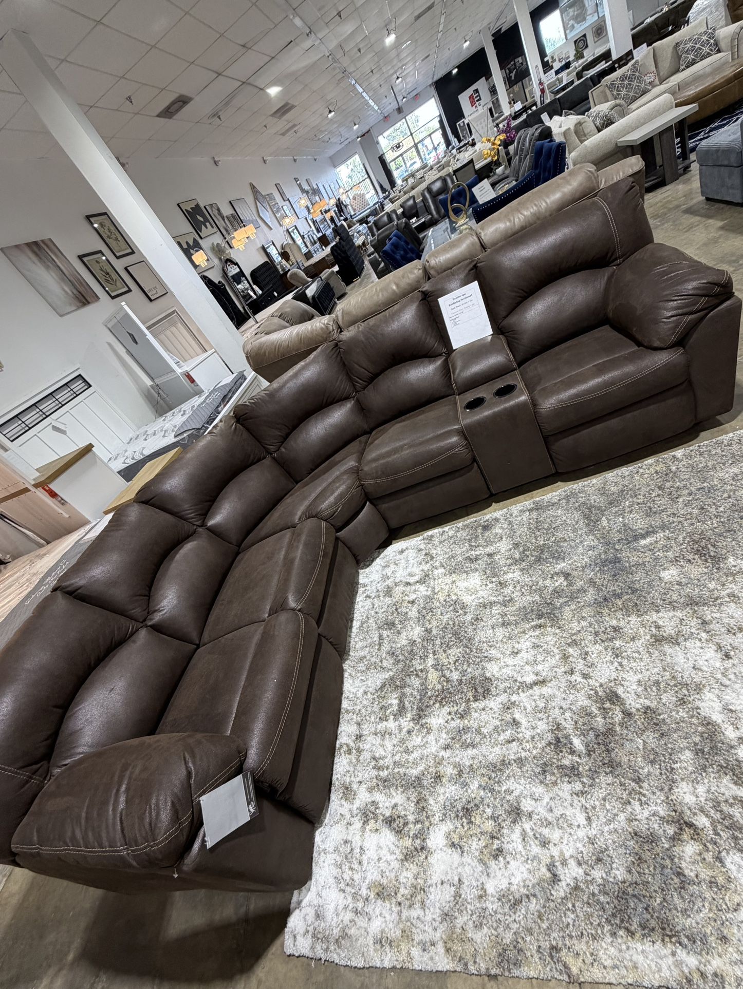 Brown Faux Leather Reclining Sectional