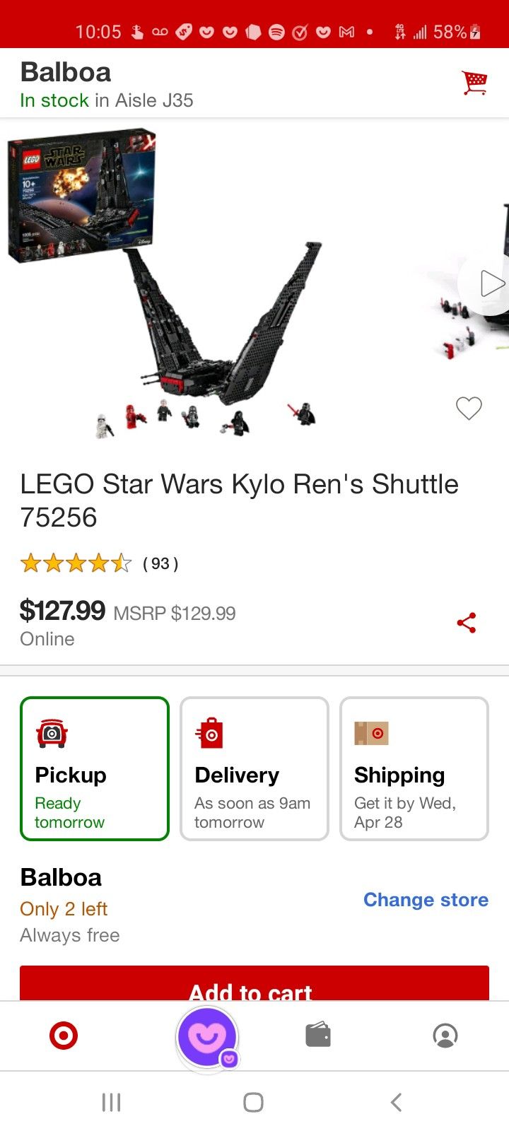 Legos Star Wars Number 752 5 6 Kylo Ren's Shuttle 1005 Pieces Brand New In Box Unopened $75 Retail Value 129 Dollars At Target