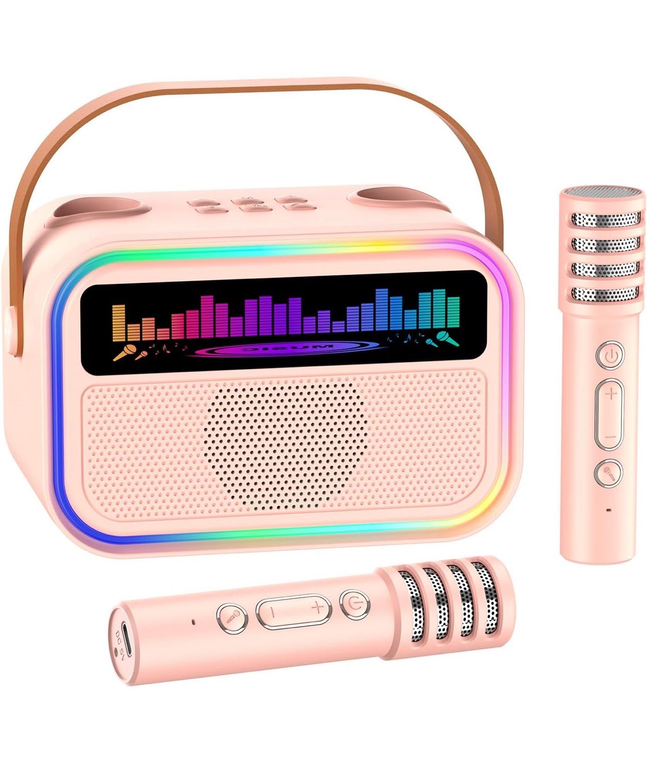 Kids Karaoke Machine for Girls, Kids Toys Gifts for Age 3-12+, Portable Bluetooth Speaker with 2 Wireless Microphones, Toddler Singing Karaoke for Bir