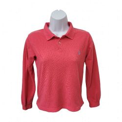 CNP Club Girl's Reddish Pink Long-Sleeved Polo Shirt Size 13