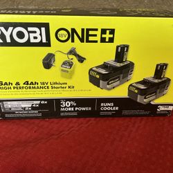 RYOBI ONE+ 18V HP Lithium 6Ah & 4Ah Battery Starter Kit w/ Charger (PSK1211)