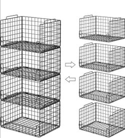 Unopened Box: 4-Tier Stackable Closet Organizers and Storage Basket - Foldable