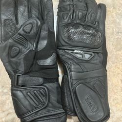 New Men Black Leather Motorcycle Gloves 