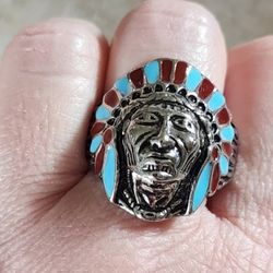 New Stainless Steel Native American Ring Size 11