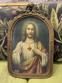 (2) Antique Religious Catholic Jesus Saints Pictures
