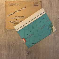 Vintage WWII “World War Map” from Iron City Beer, Pittsburgh Brewing Company.