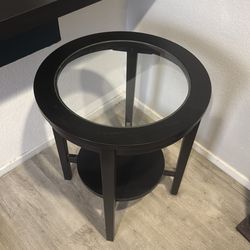 Modern Round Glass Top End Table / Side Table