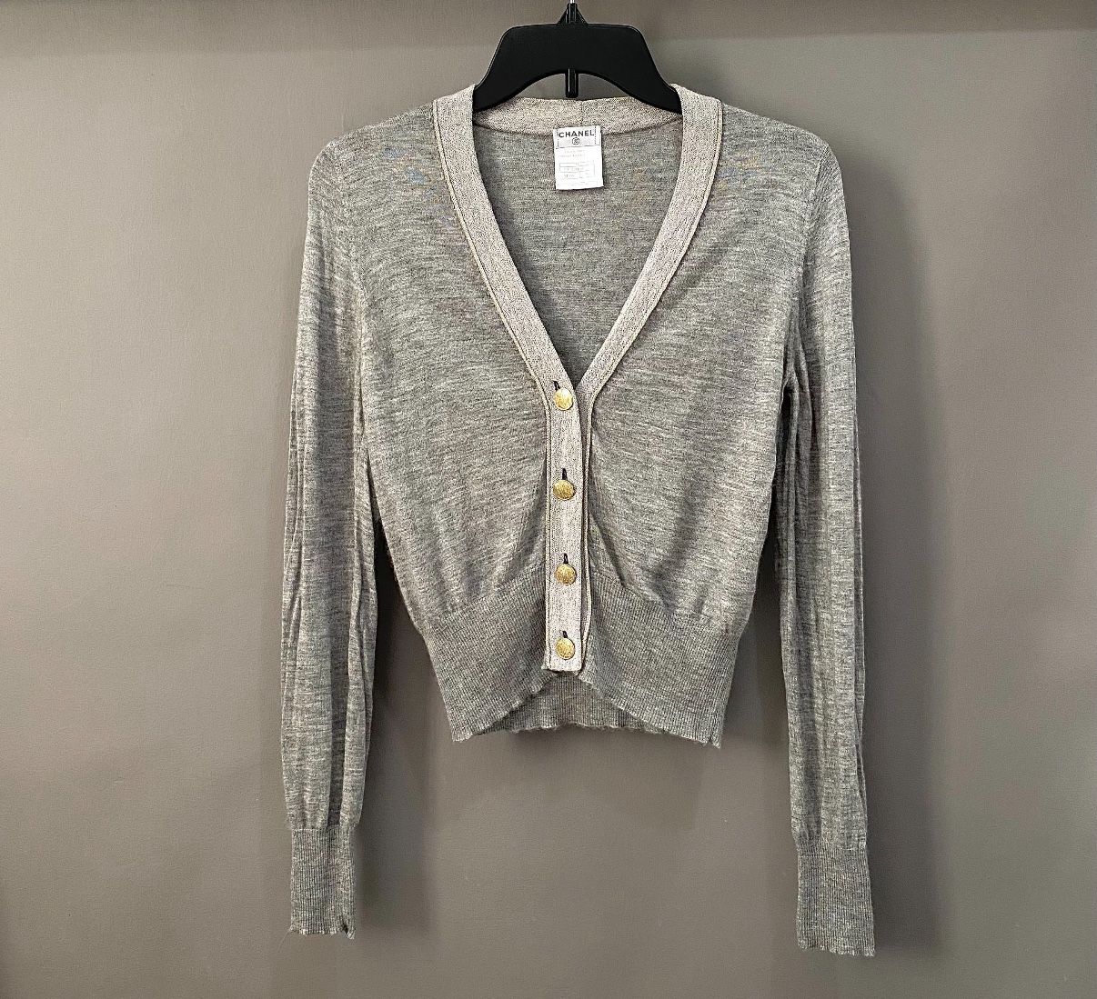 Chanel Cashmere Cardigan In Grey Size 36