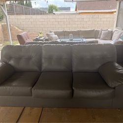 Modern grey sofa faux leather set of 2 and 3 seater