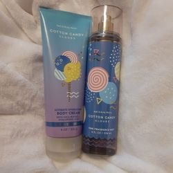 Bath & Body Works 2PC SET Cotton Candy Clouds Mist & Body Cream 