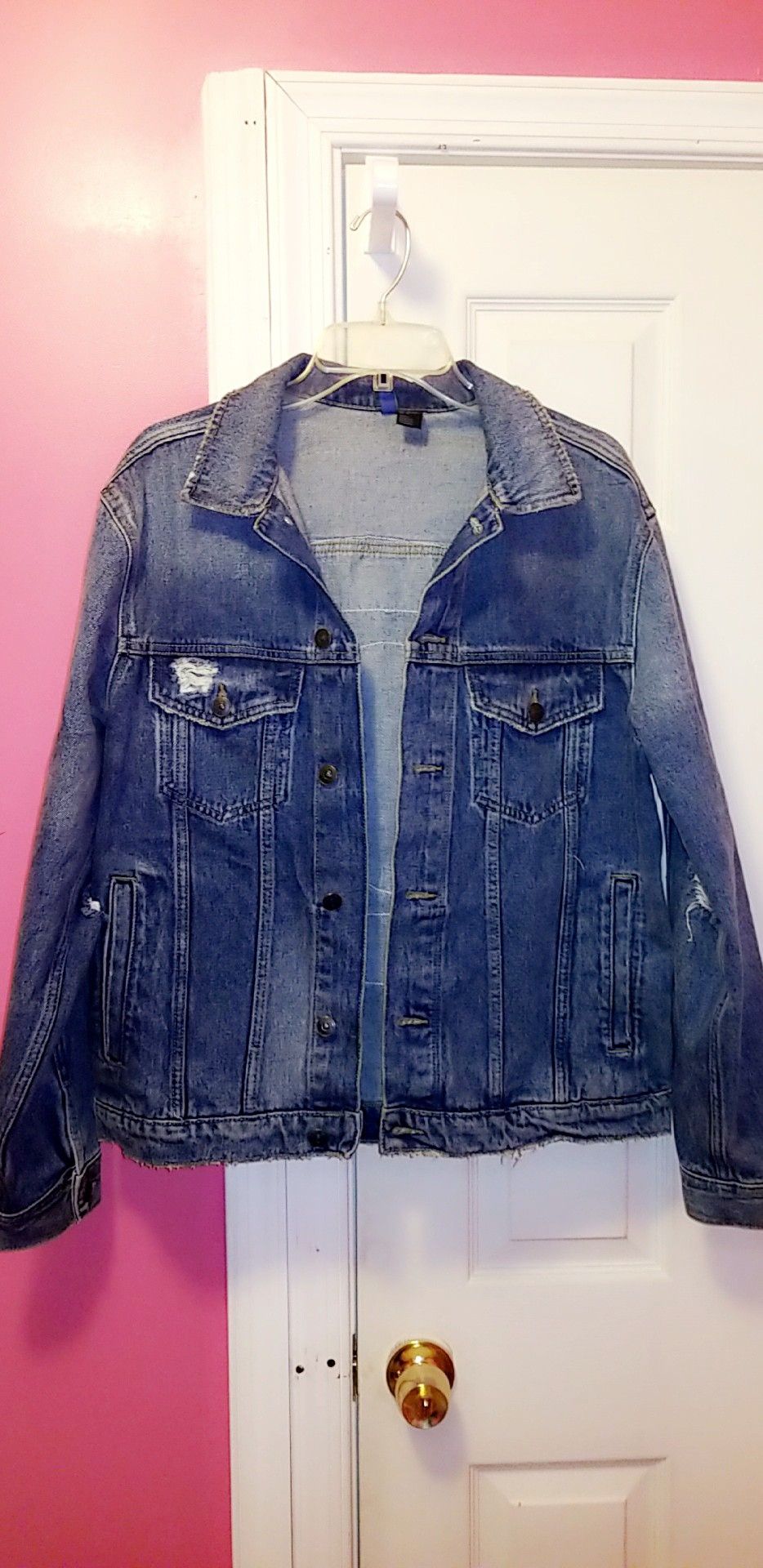 Mens Deniem Distressed Jean Jacket (M)