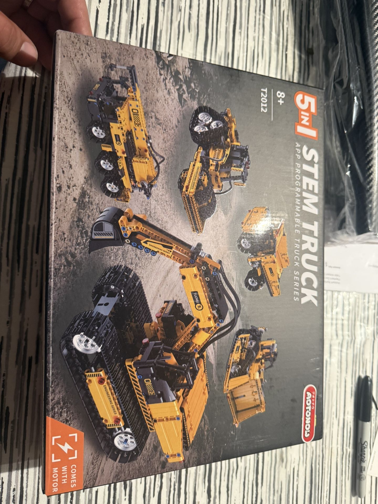 5-in-1 RC Construction Toys Technic Excavator Building Block Sets for Adults Ages 8-14,City Engineering Vehicle Model Kits with Remote Control, STEM B